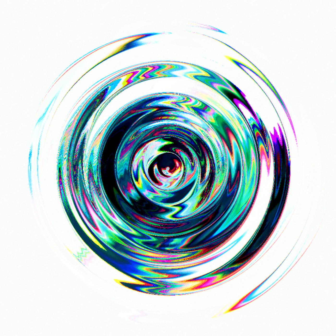 A blank white background with colorful water-like ripples.