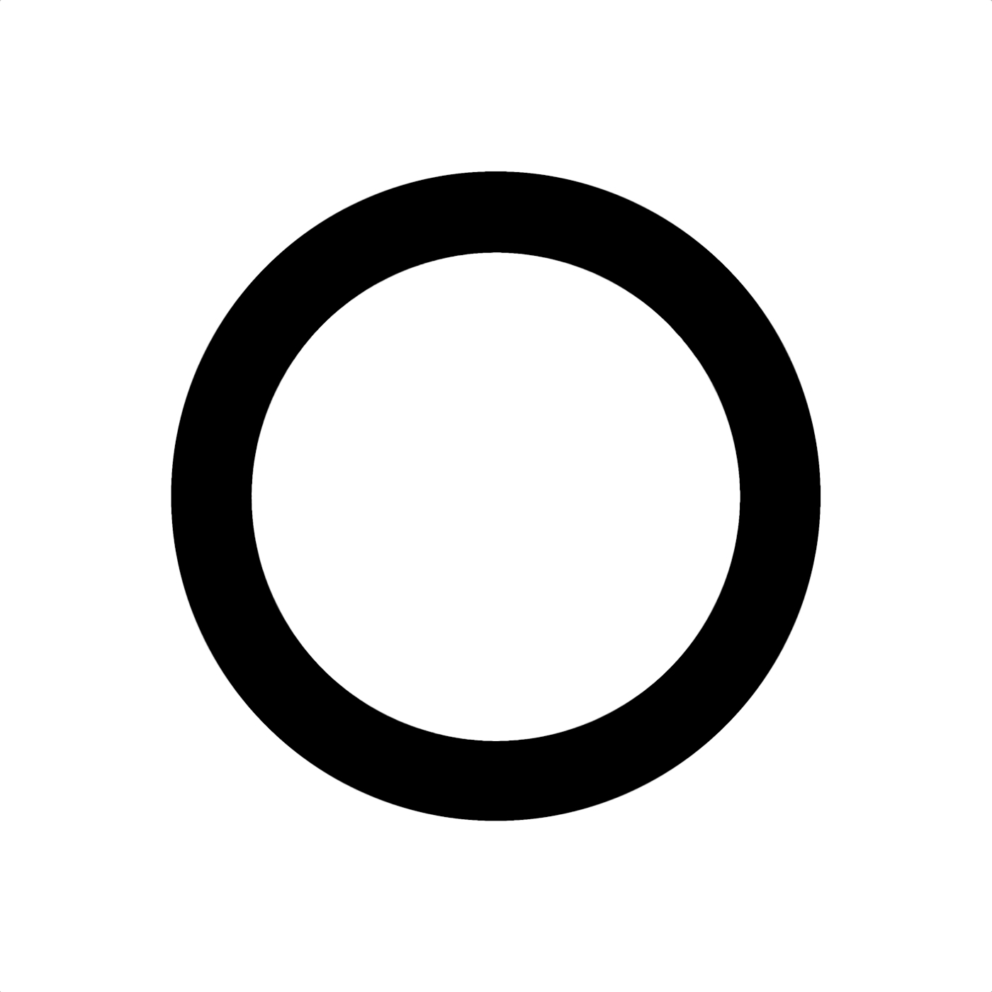 A blank, white background with a black ring in the center.