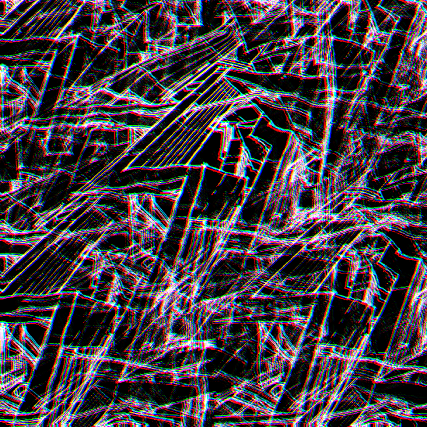 Messy abstract lines with a chromatic abberation effect.