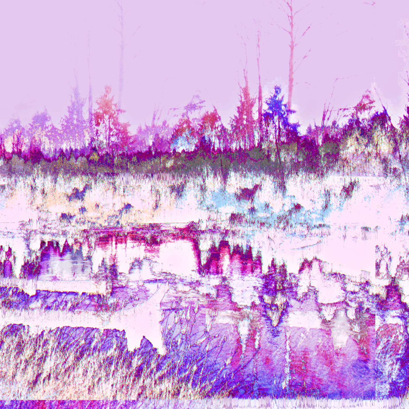 Heavily edited waterfront scene superimposed on itself.